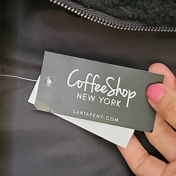 Coffee Shop NY Black Size Medium Collared Zip-Front Fleece Coat NWT - Picture 5 of 9